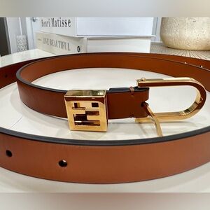 SOLD! Fendi FF Loop Buckle Belt Leather Thin